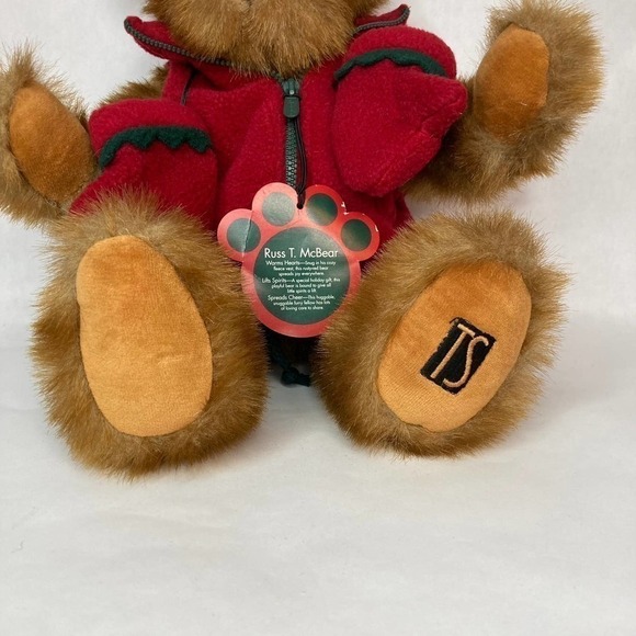 VINTAGE 2000 Russ T McBear 18" Jointed Plush Bear Vest Hat Mittens Trade Secret - Picture 4 of 15